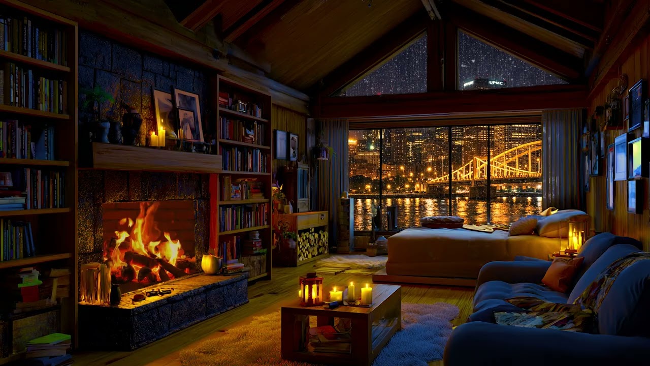Cozy City View Ambience 🌃 Relaxing Music for Meditation (3H)