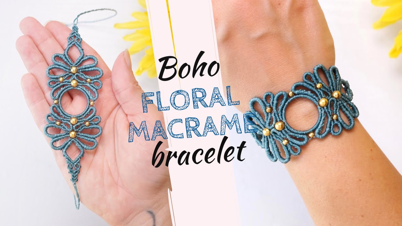 Beautiful Floral Micro Macrame Bracelet: Step by Step Tutorial with Beads