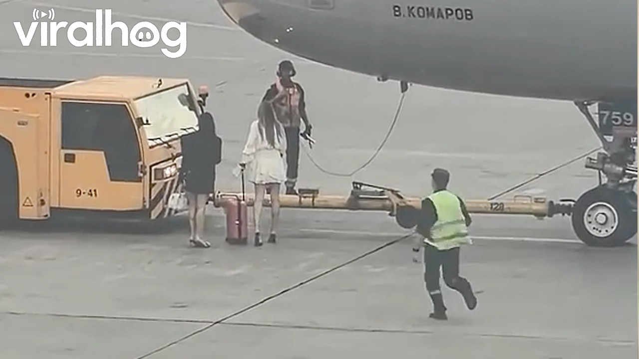 Tardy Passengers Try to Stop Their Flight || ViralHog