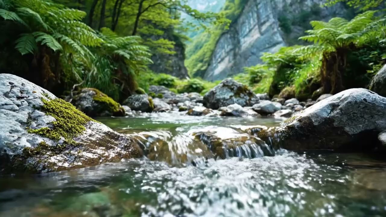 4K MOUNTAIN RIVER FLOWING IN ALBANIA THETH. RELAXING RIVER, WHITE NOISE, NATURE SOUNDS FOR SLEEPING