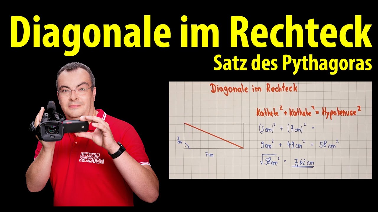 Diagonale im Rechteck berechnen - Satz des Pythagoras | Lehrerschmidt