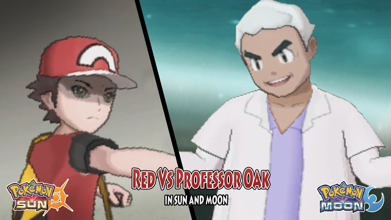 Pokemon Sun and Moon Trainer Red Vs Professor Oak (Legend Red)
