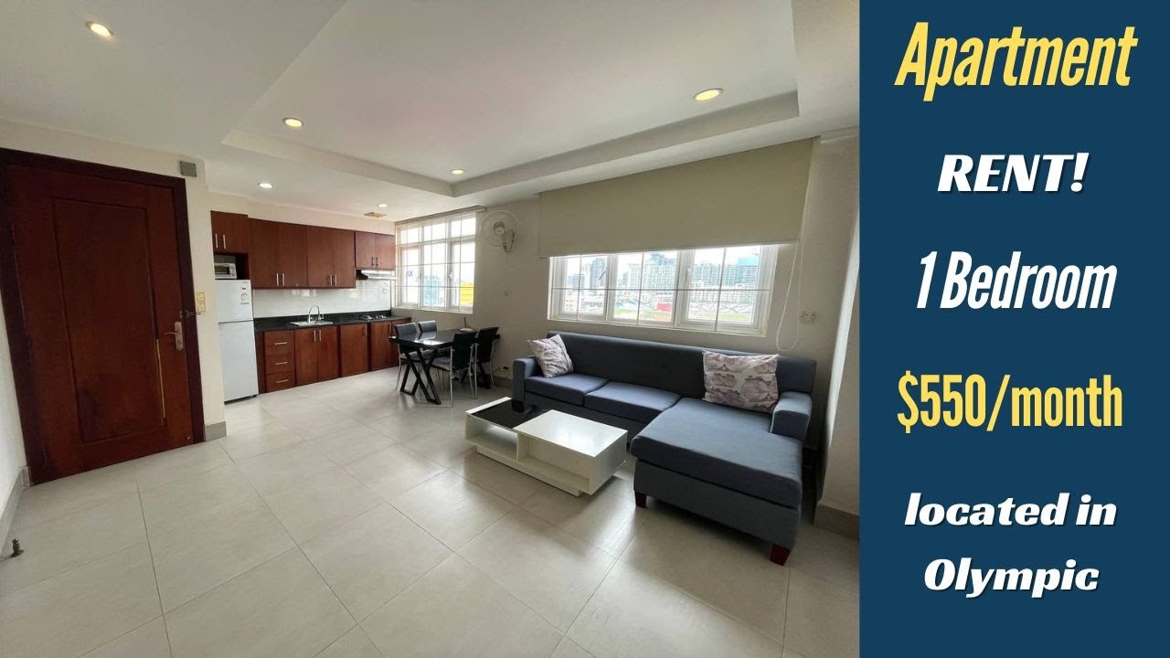 1 Bedroom Apartment for rent in Olympic near Olympia Mall, Phnom Penh $550/month
