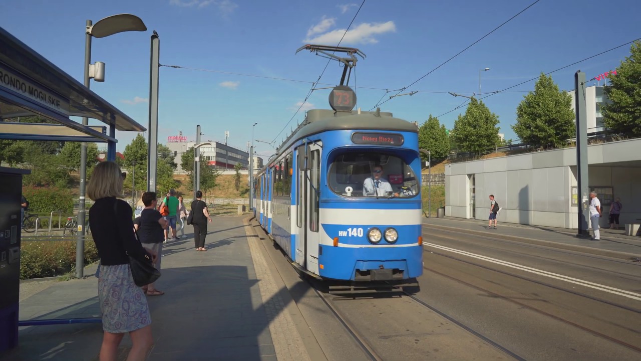 Poland, Kraków, tram 70 ride from TAURON Arena Kraków Wieczysta to Rondo Mogilskie