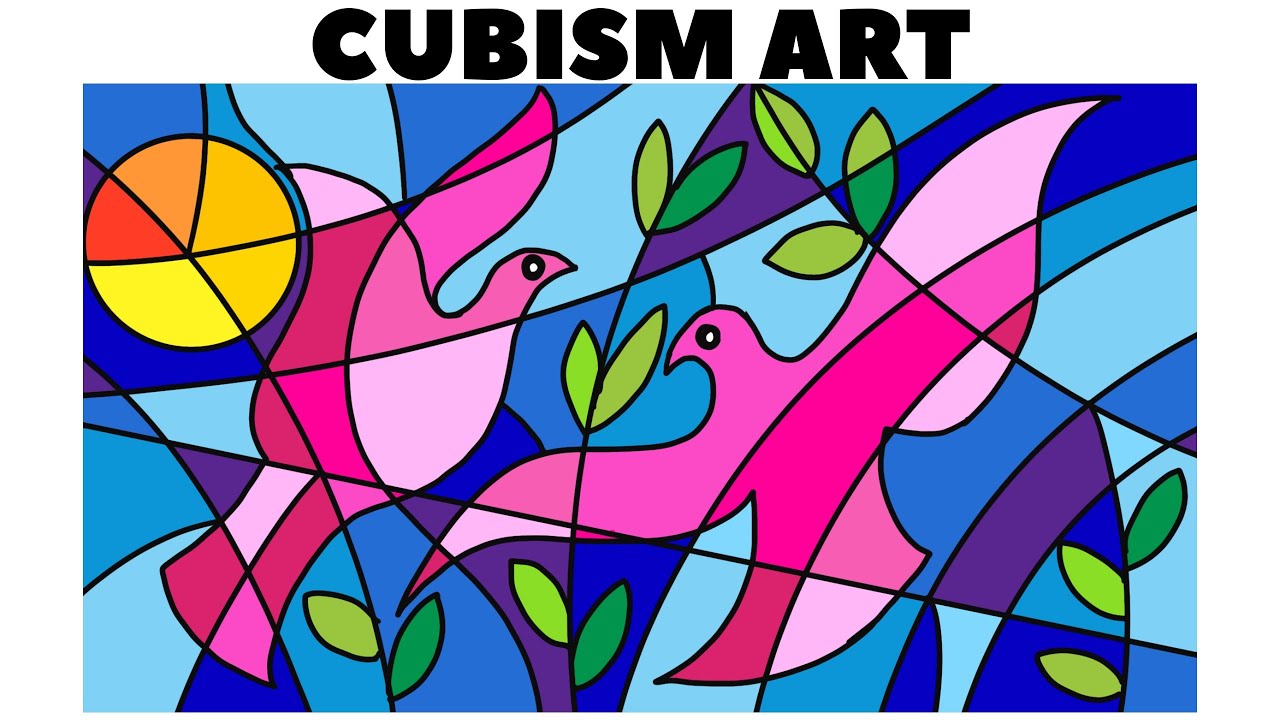 How to draw birds in Cubism | Learn cubism art lesson step by step | Bitd drawing in Abstract style