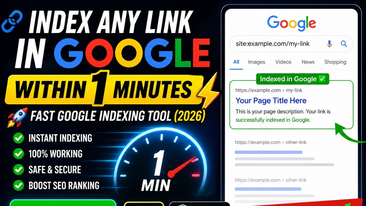Index Any Link in Google Within 1 Minutes ⚡ Fast Google Indexing Tool (2026)