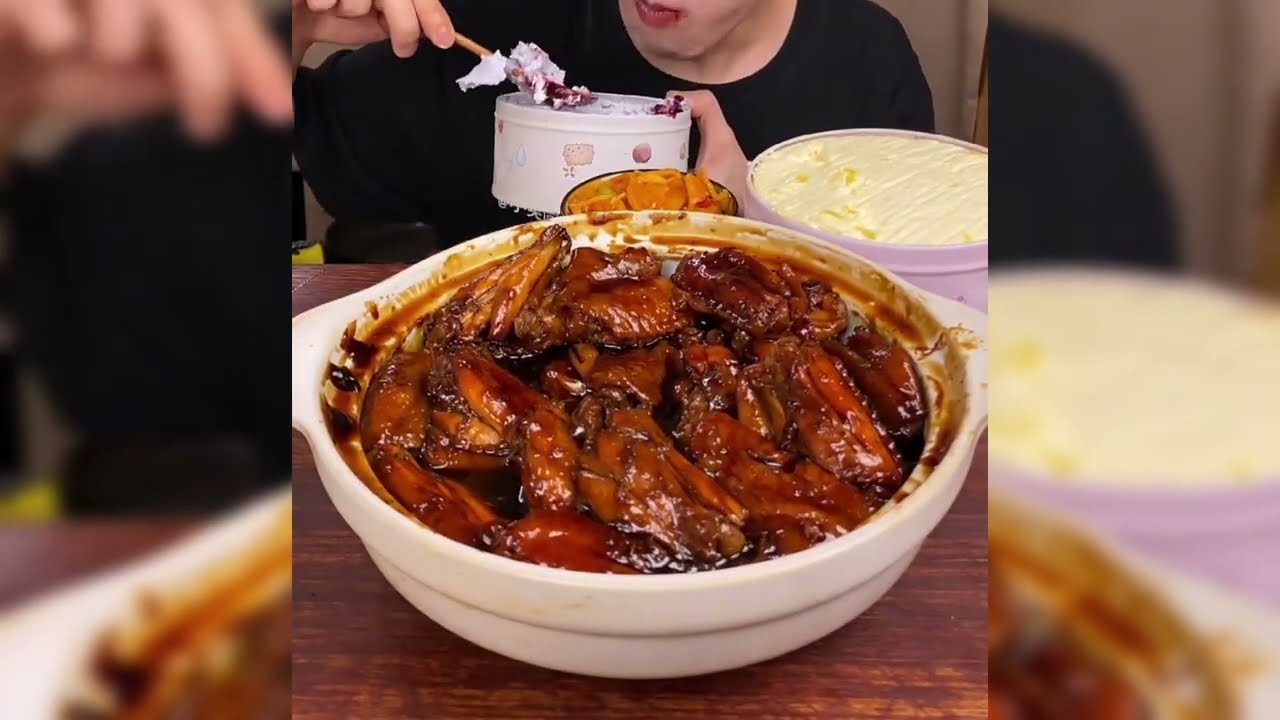ASMR MUKBANG |🍗Delicious Coke chicken wings mixed with tomato and egg for rice!