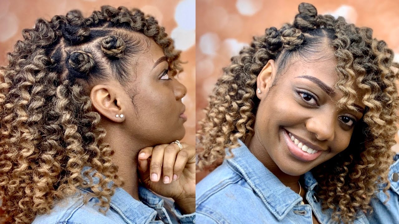 Easy Crochet Hairstyle with Bantu Knots|Freetress Wand Curl