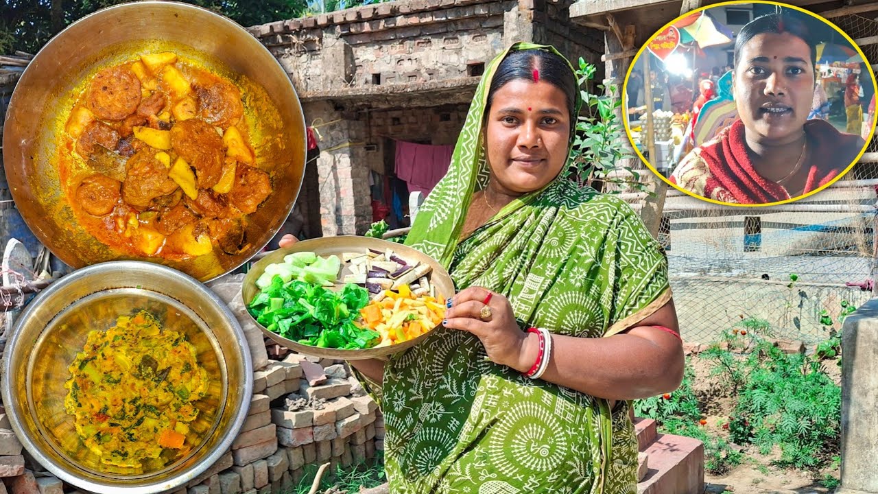 👌নিরামিষে খেসারি ডালের বড়ার ঝোল + ৬ টা সবজি দিয়ে গ্রাম্য লটপটি 🤤🔥 রাতে মেলায় ঘোরা | Village Vlog