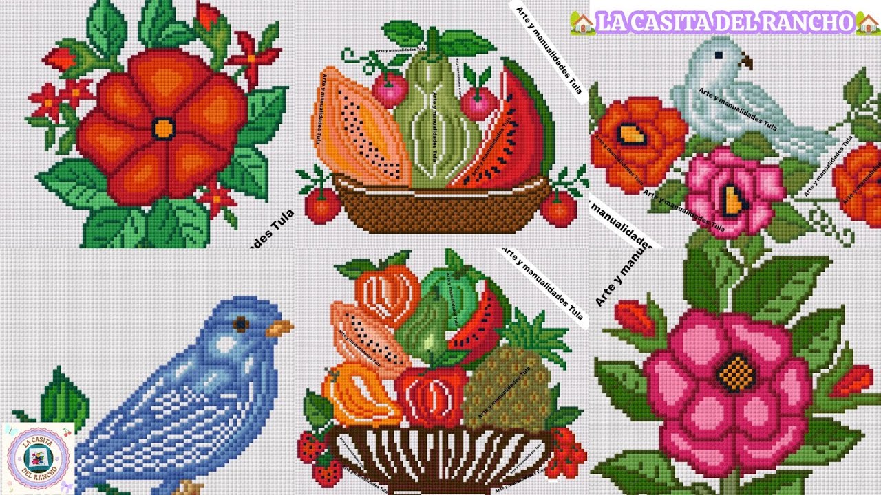 🏡🧺🍐🍉🍋Bonitos Graficos en punto de cruz 🧺🍐🍉🍋💐🌺🏡