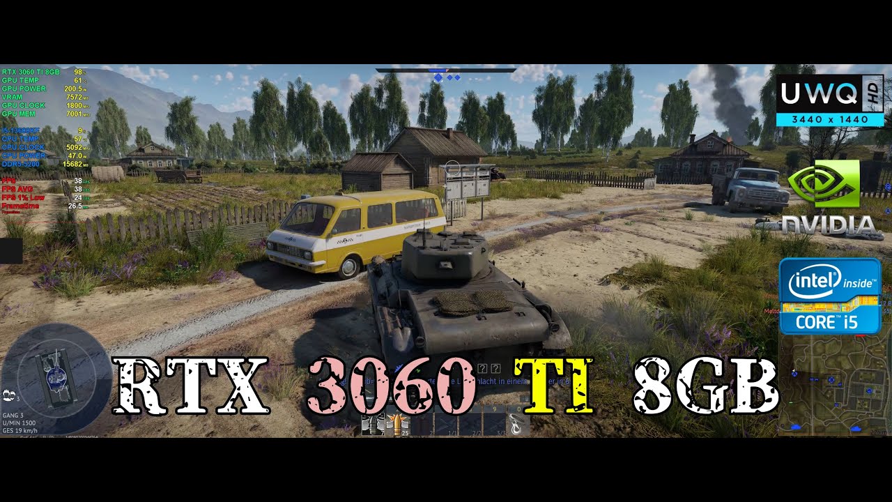 War Thunder RTX 3060 TI 8GB​​ + i-5 13600KF UWQHD DLSS OFF SSAA ON  Maximum Details