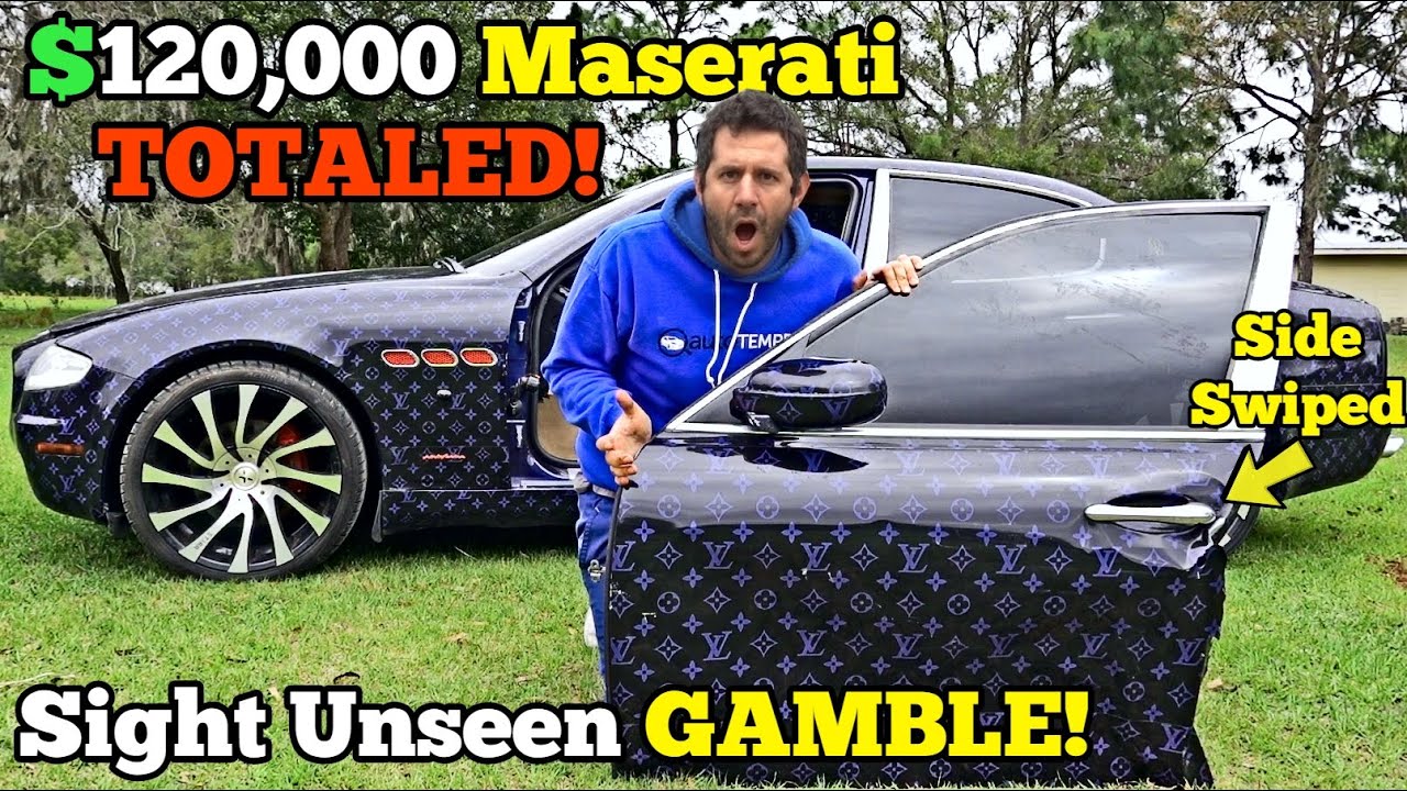 I Bought a Cheap HAIL TOTALED MASERATI from Auction! It came Pimped Out with FAKE Louis Vuitton!