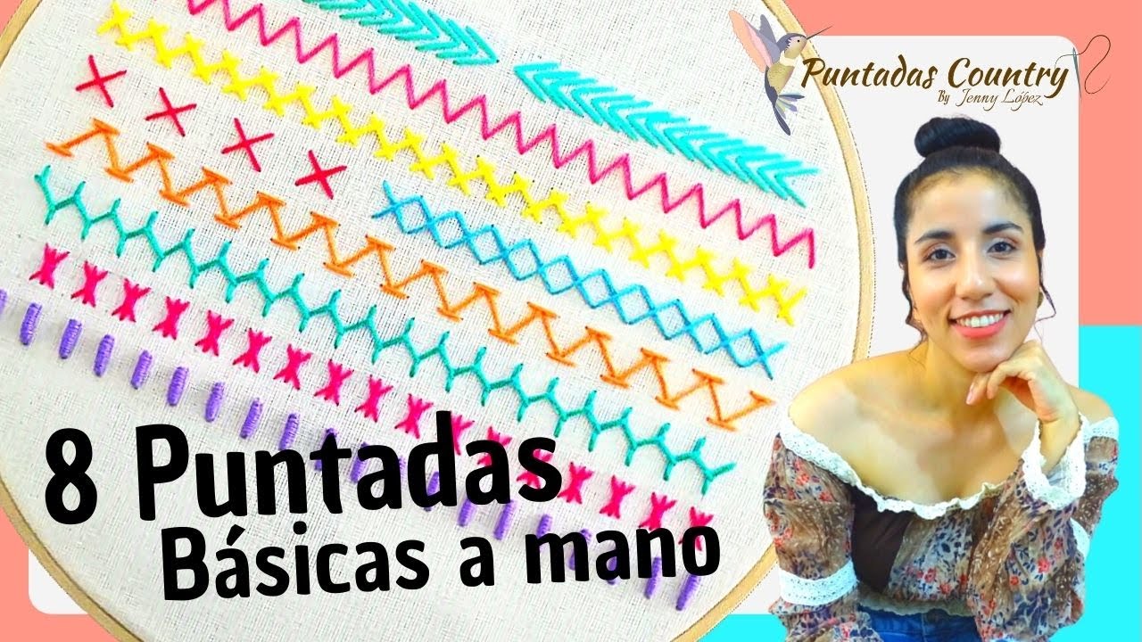 8 Puntadas de Bordado básicas para Principiantes PASO A PASO