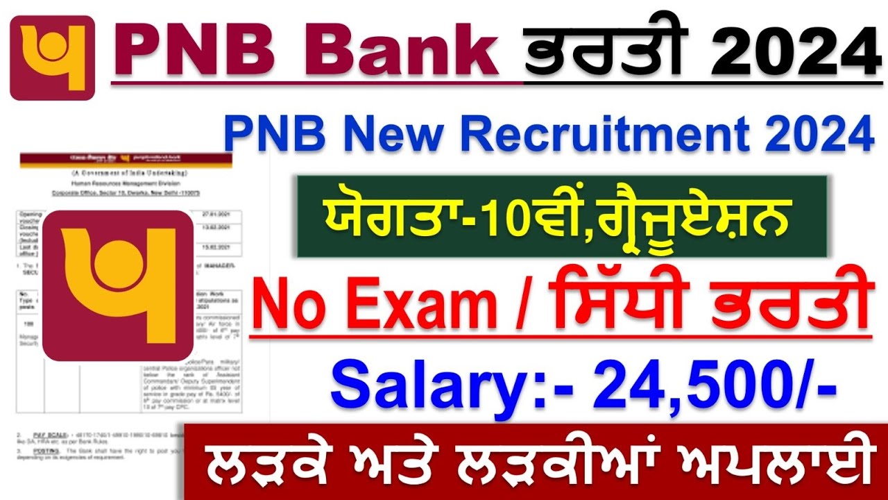 PNB Bank Bharti 2024|Punjab National Bank Recruitment 2024|Punjab Govt Jobs July 2024| Meet Academy
