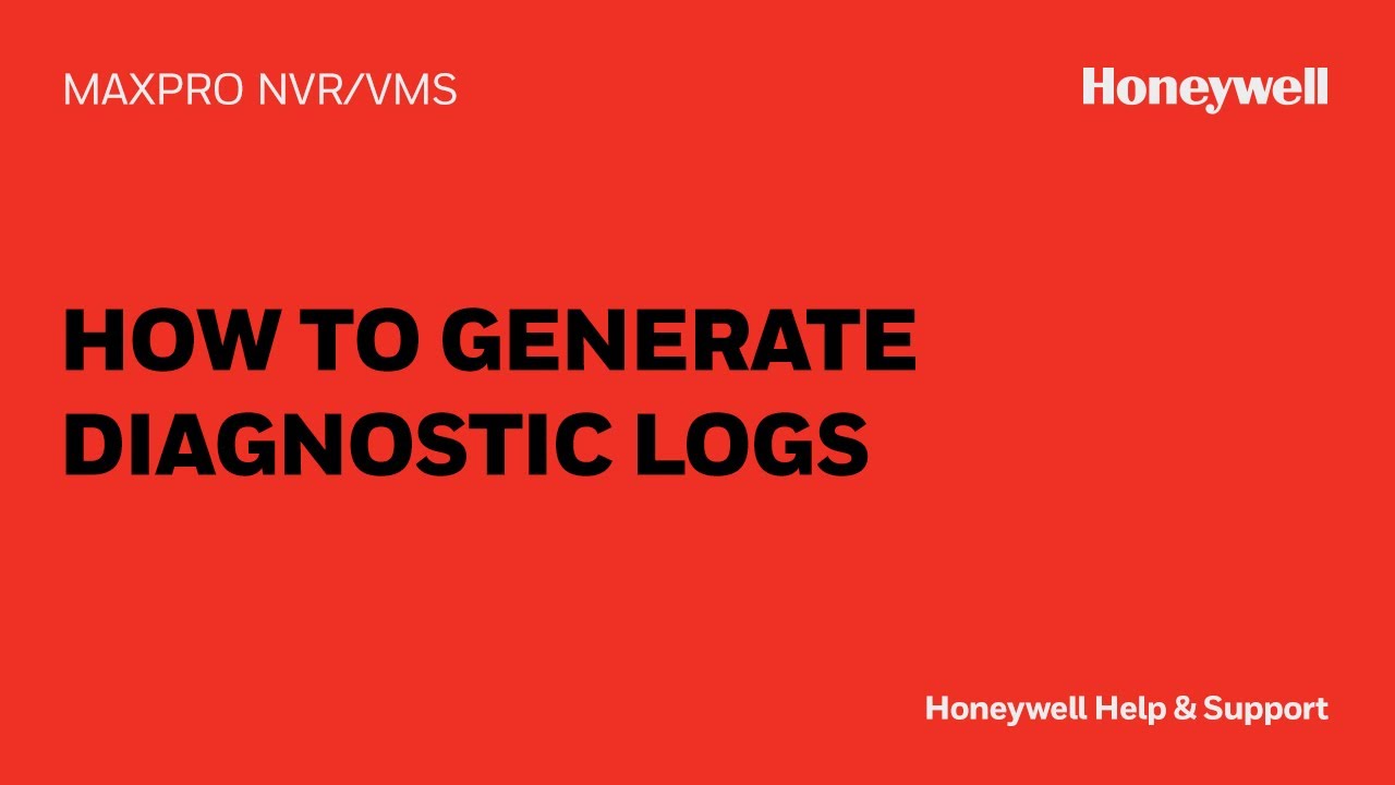 How To Generate Diagnostic Logs for a MAXPRO® NVR PE (Rev C)