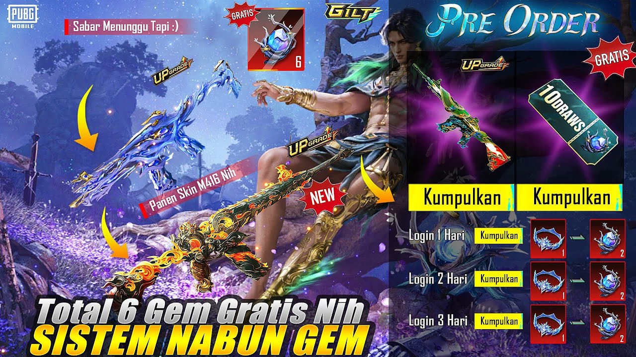 SISTEM NABUNG GEM UDA HADIR NIH PERSIAPAN SKIN M416 SMOLDERING FURY TOTAL 6 GEM GRATIS 40 PRINTILAN🔥