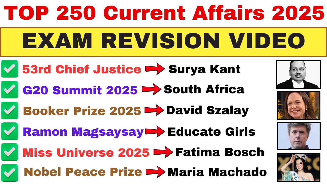 Important Current Affairs 2025 | January to November | Last 11 Months Complete Revision