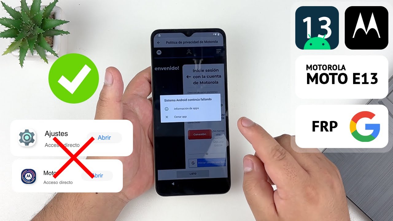 Eliminar Cuenta de Google Motorola Moto E13 | Android 13 | No se puede Compartir
