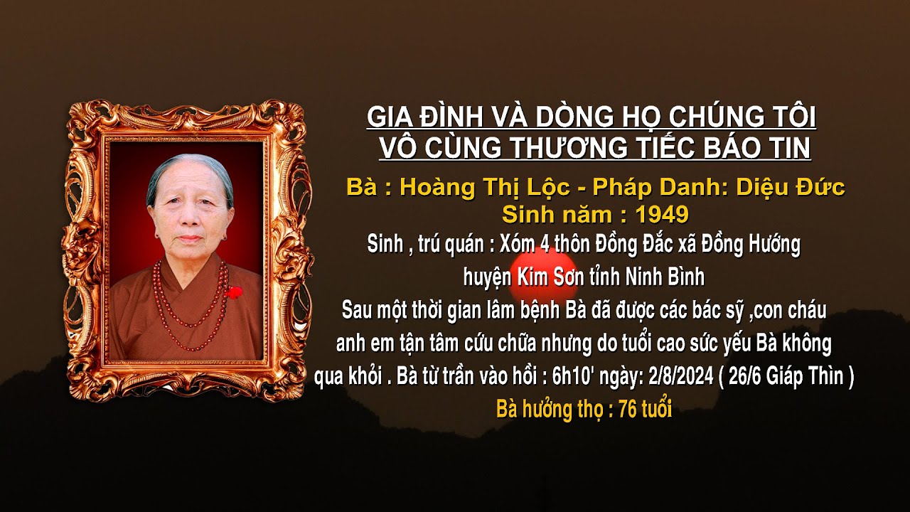 LỄ TANG BÀ HOÀNG THỊ LỘC THÂN MẪU TT THÍCH ĐỨC LỢI KIM SƠN NINH BÌNH 2024