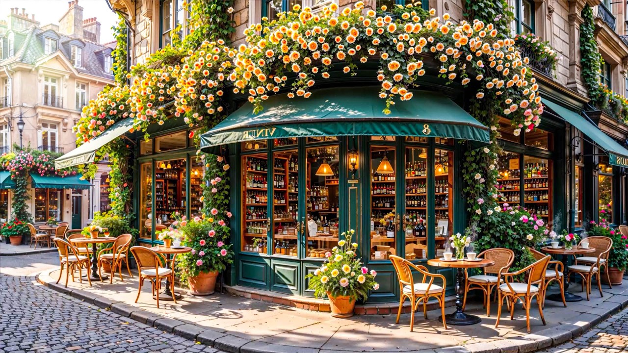 🎹 Relaxing Jazz Piano Music ☕ Romantic European Flower Café Ambience for Study, Work & Deep Focus