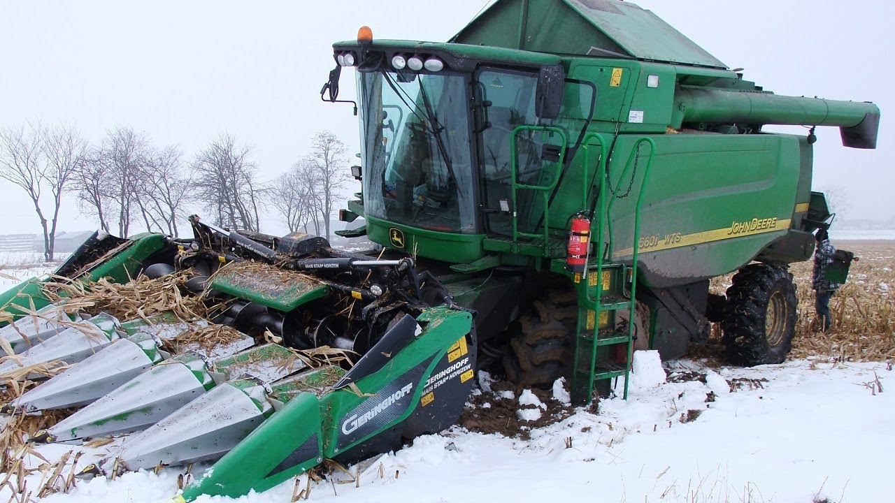 Zimowe żniwa kukurydziane 2018 – w polu John Deere WTS 9560i (oryginalny dźwięk)