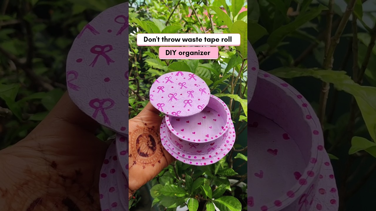 DIY asthetic organizer 🪷 | empty tape roll diy  #bestoutofwaste #craftideas #shorts #organizer #diy