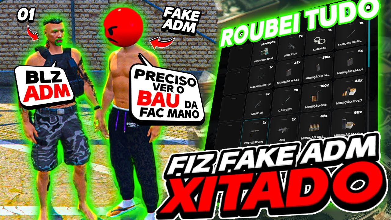 MENTI QUE SOU ADM PRA ROUBAR OS BAÚ DAS FACÇOES NO GTA RP COM MOD MENU