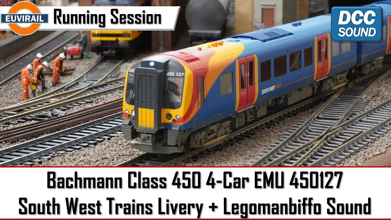 Bachmann 31-041 Class 450 4-Car EMU 450127 South West Trains Livery Weathered  Legomanbiffo sound