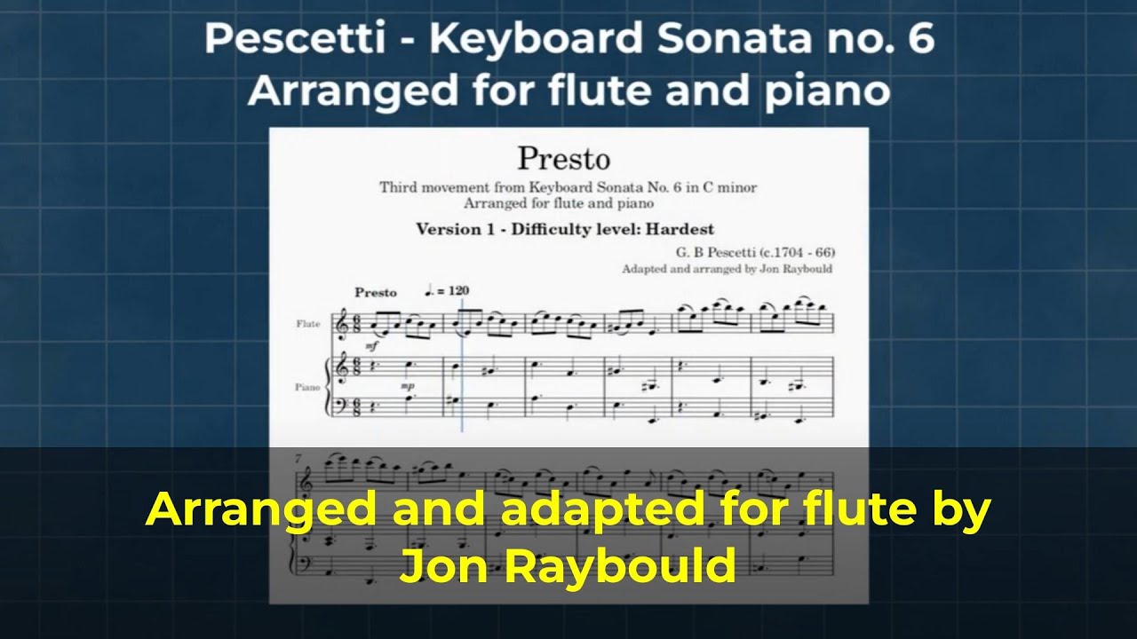 Keyboard Sonata by Giovanni Pescetti - arranged for flute and piano/harpsichord by Jon Raybould