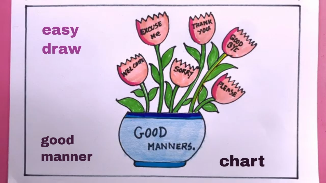 Good Manner Poster Drawing/How To Draw Good Manner Chart/Good Manner Chart Drawing