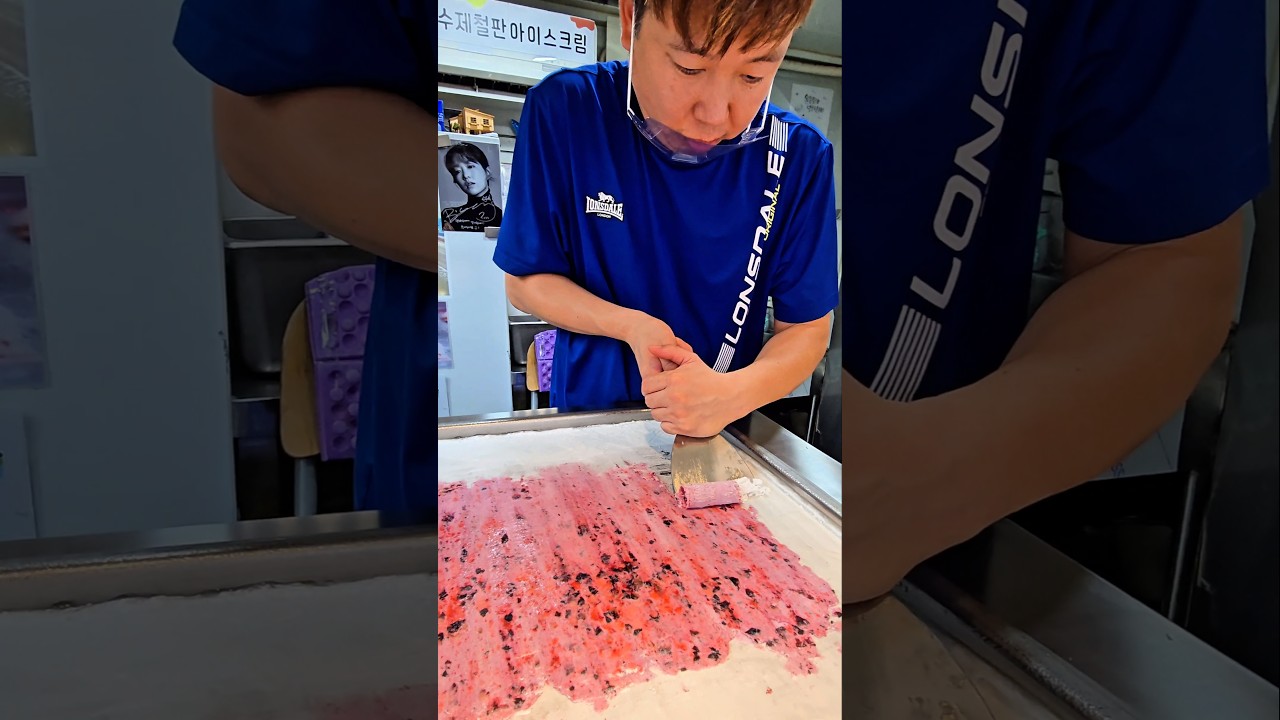 korean Street Food Machine Speed Rolled Ice Cream #koreanfood #streetfood #southkorea #foodie