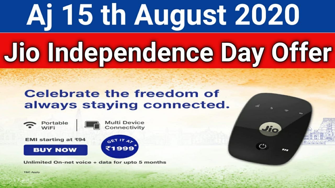 Jio 5 Months Free Calls and Internet | Jio Independence day Offer 2020