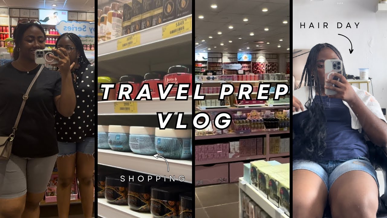 TRAVEL PREP VLOG | Shopping for essentials + Hair Day and Packing | Amaracheee💜💜💜