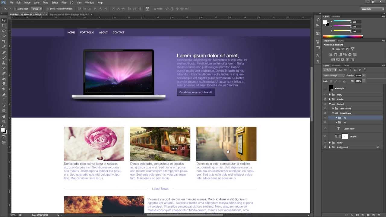 How to design Website in Photoshop ( Template download link in description )