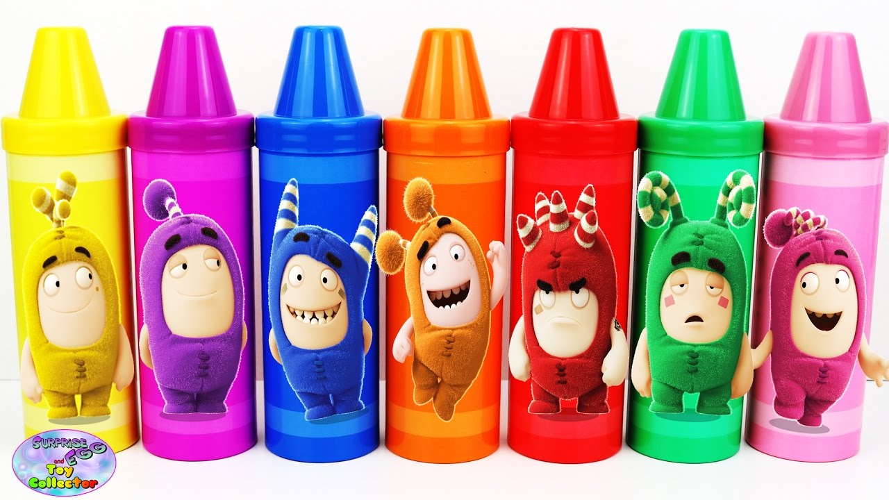 Best Learning Colors Video For Children Oddbods Giant Crayons Surprise Egg and Toy Collector SETC