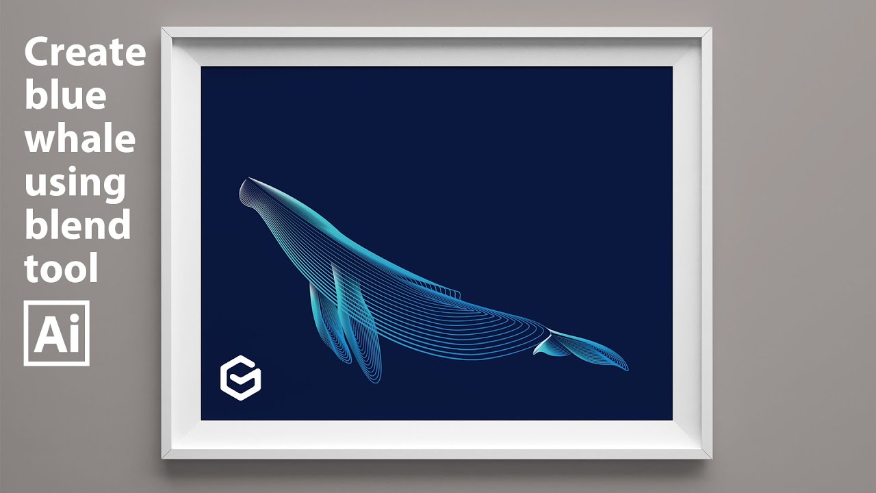Create a beautiful illustration ( blue whale ) using blend tool // Adobe Illustrator