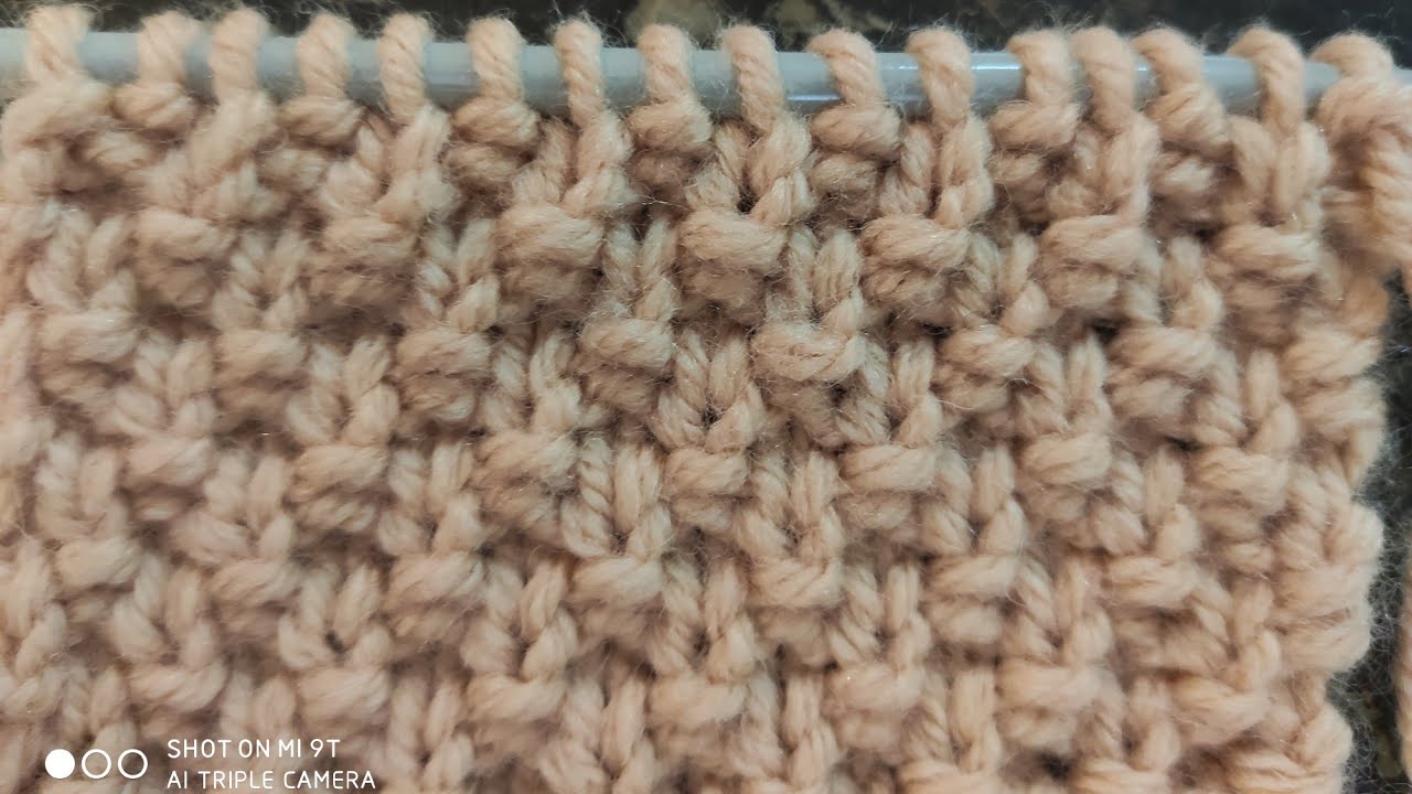 طريقة تعليم غرزة حبة الرز المضاعفة في التريكو