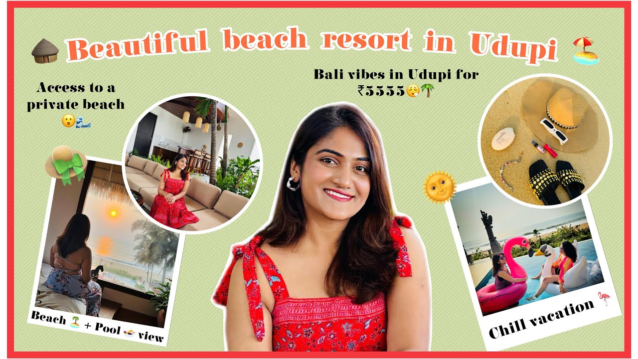 Beautiful beach resort in Udupi🏝️🐚🌊 Bali vibes in Udupi for ₹5555🛖👒 Private beach access 😮‍💨#udupi