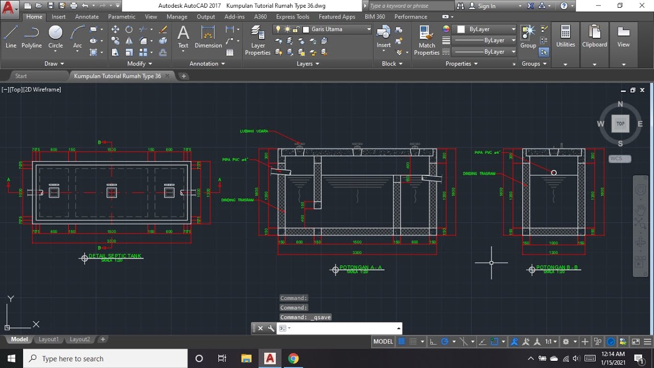 Cara membuat detail septic tank di AutoCAD | Free model