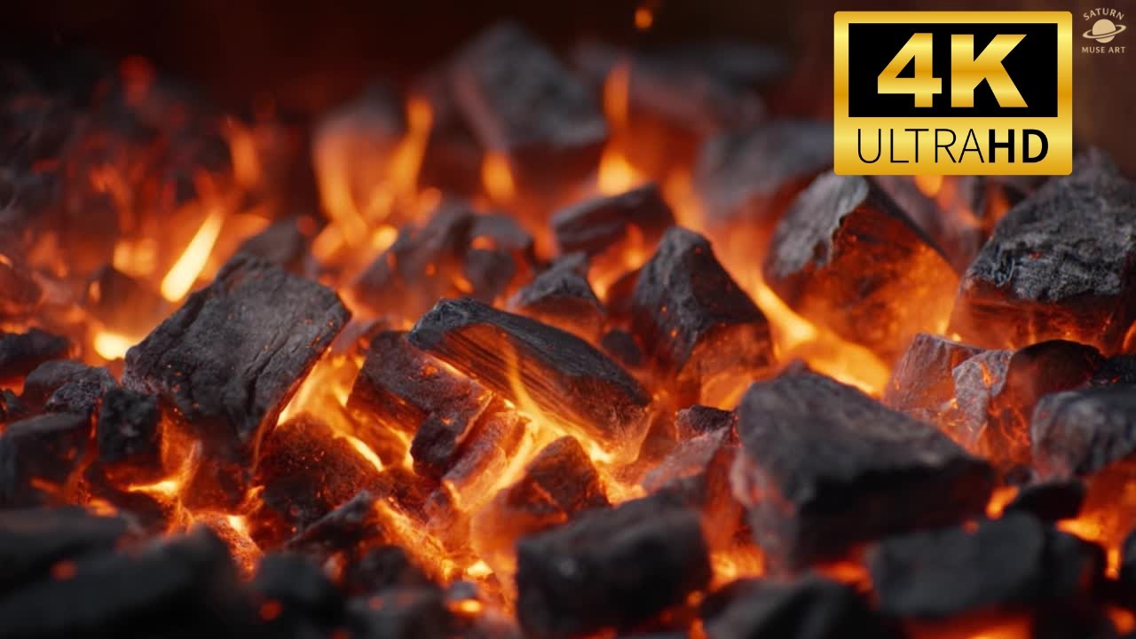 Coal Fireplace Sounds | Glowing Hot Embers & Deep Fire Ambience for Relaxation  Background 4K