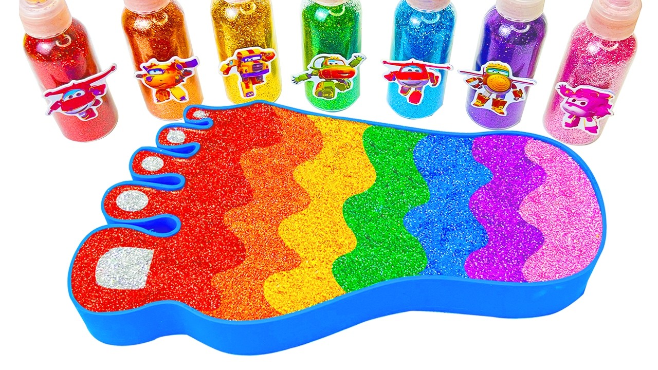Satisfying Video l How To Make Rainbow FOOT SLIME Bathtub FROM Mixing GLITTER Cutting ASMR