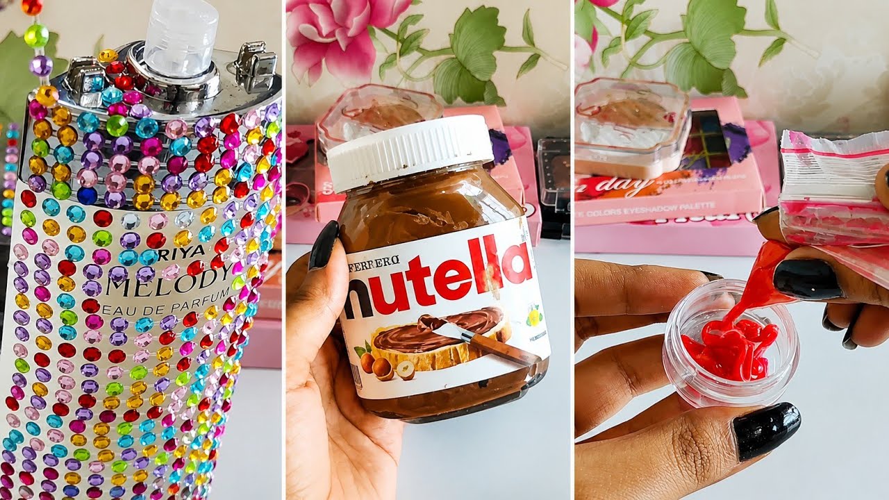 What I Do With Left Over Products | Satisfying Makeup Videos | Edible Nutella LipScrub