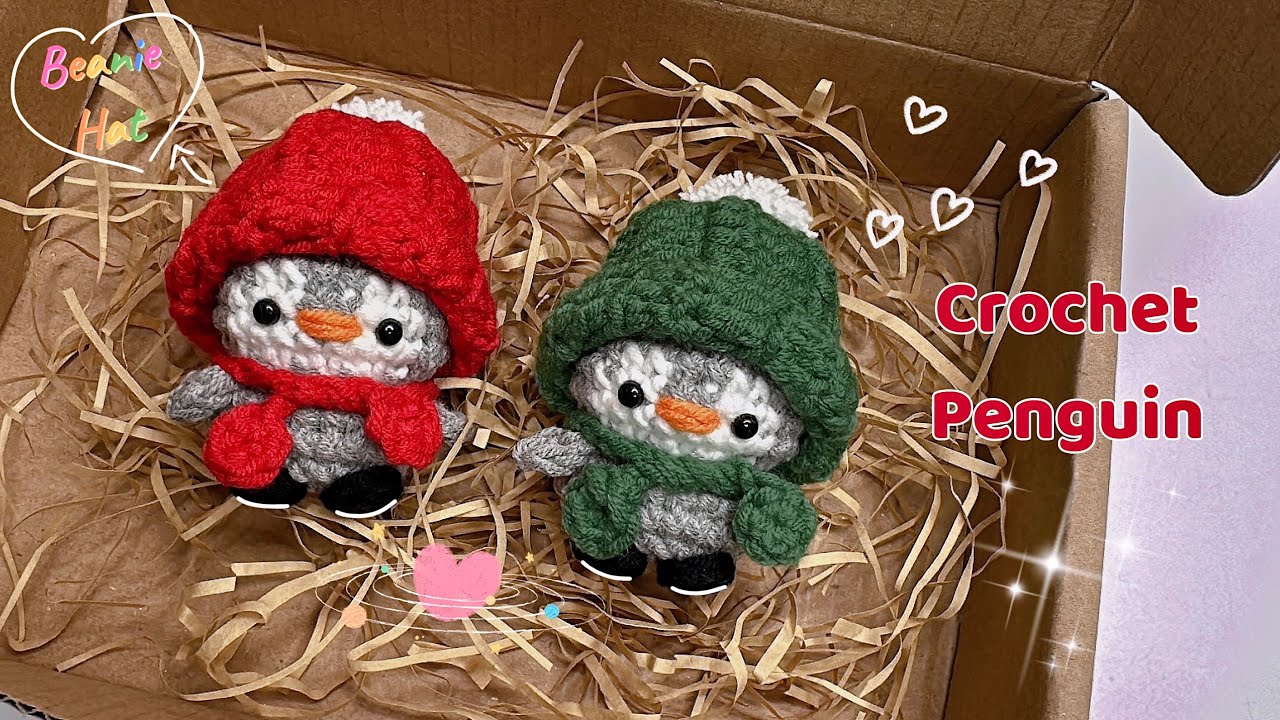 Crochet Penguin With Beanie Hat ♡| Crochet Couple Keychain | Móc Chim Cánh Cụt Đội Mũ Len
