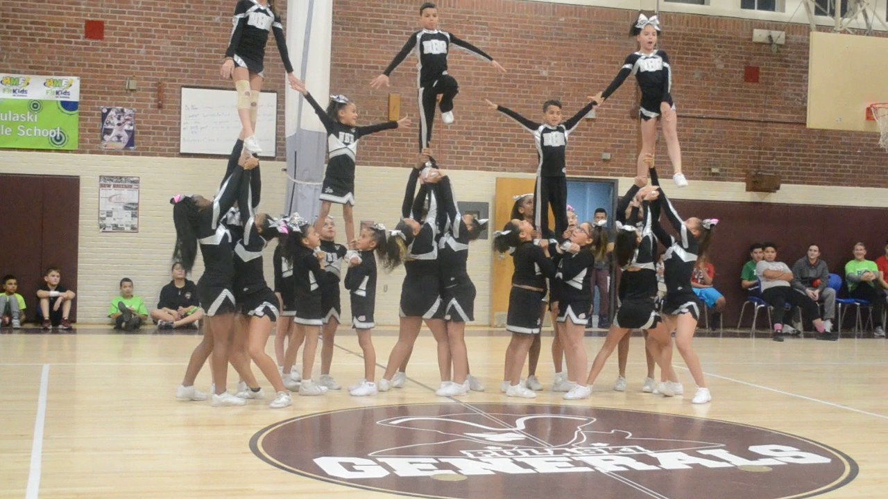 NB Raiders Cheerleaders performing at Pulaski Middle School