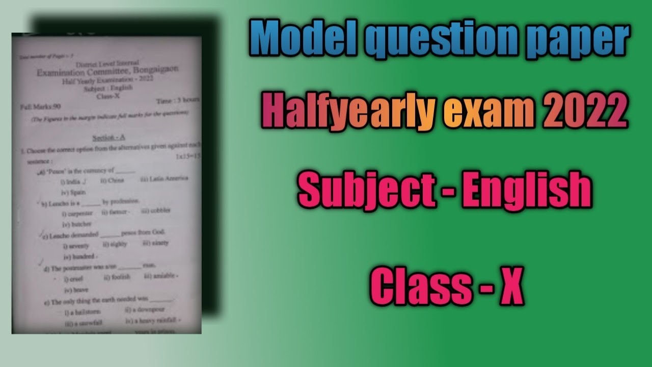 Claas X English Model paper/ Half Yearly Exam 2022/class10halfyearly exam/RawEducation