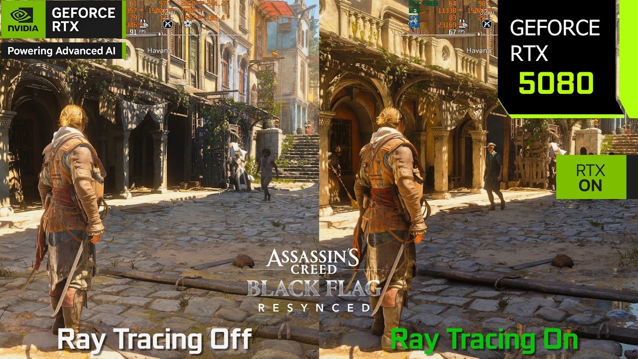 Assassin's Creed Black Flag Resynced Ray Tracing On vs Off - Graphics/Performance Comparison