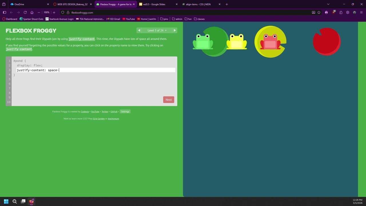 2026.0305-p5; FLEXBOX FROGGY