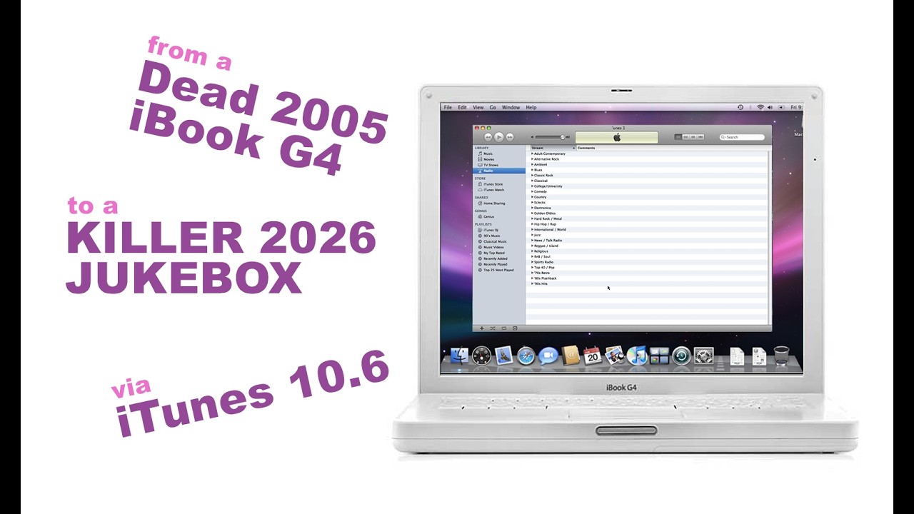 Resurrecting my old 2005 Apple iBook G4 as a jukebox