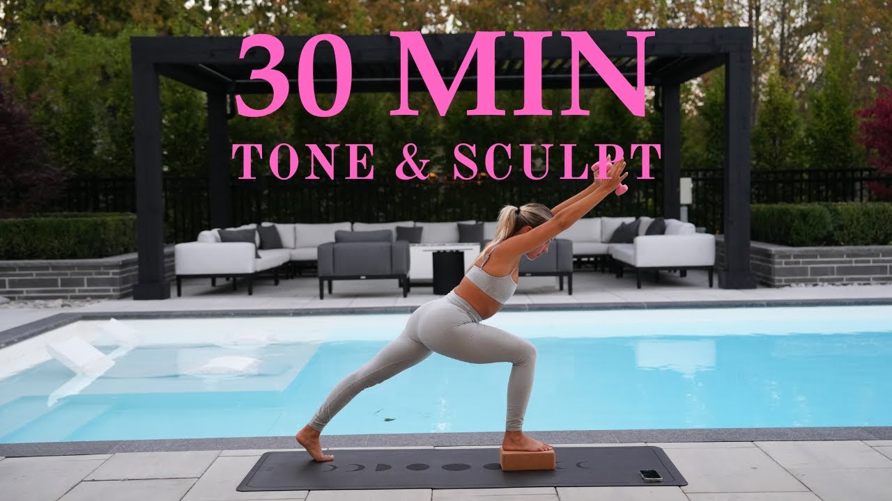30 Minute Full body tone & sculpt workout - Pilates block & dumbbells