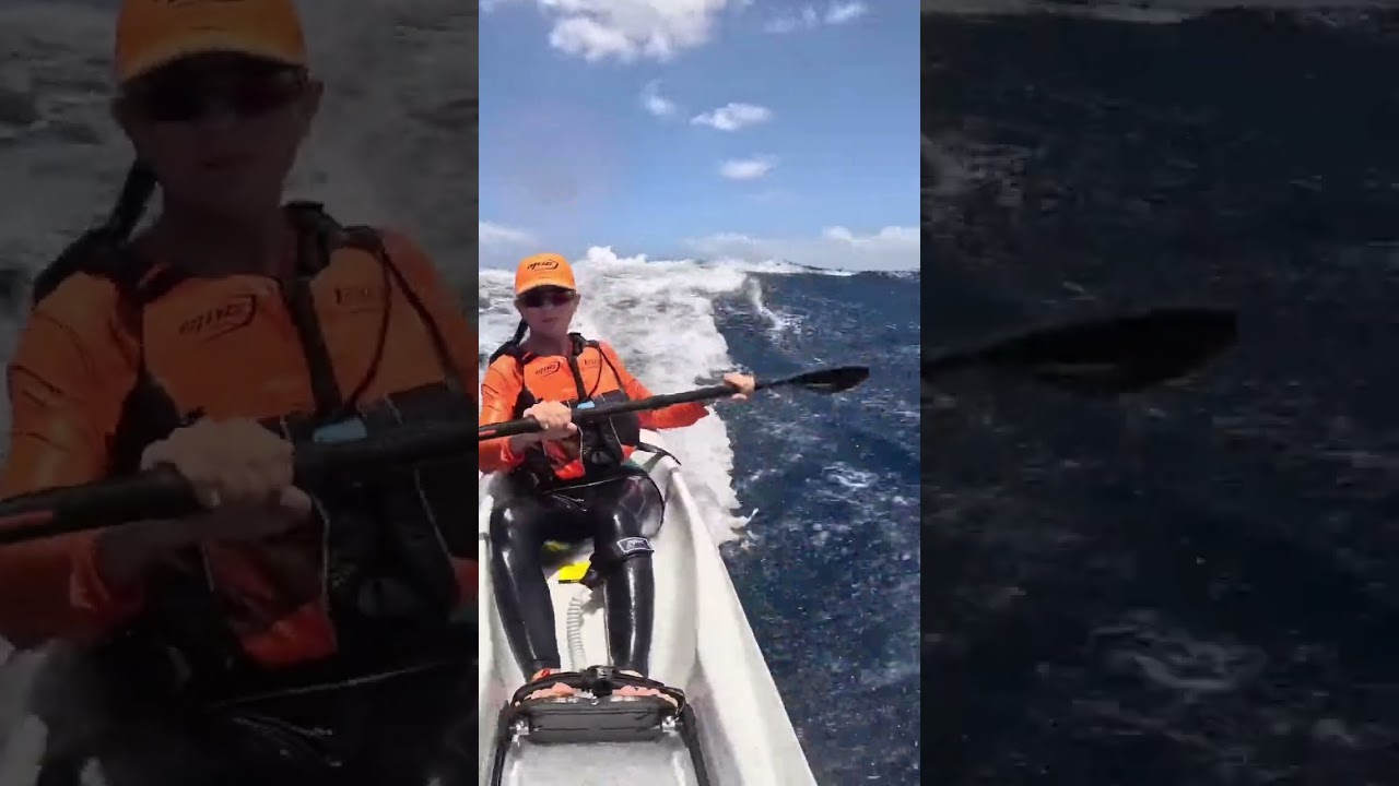 Riding ocean swells in a kayak is epic